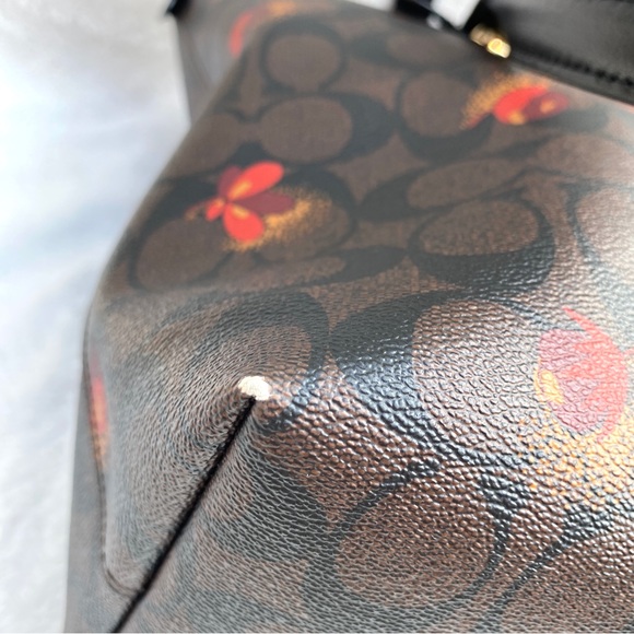 COACH Galley Tote Pop Floral signature leather canvas shoulder bag #5803 - Picture 9 of 13